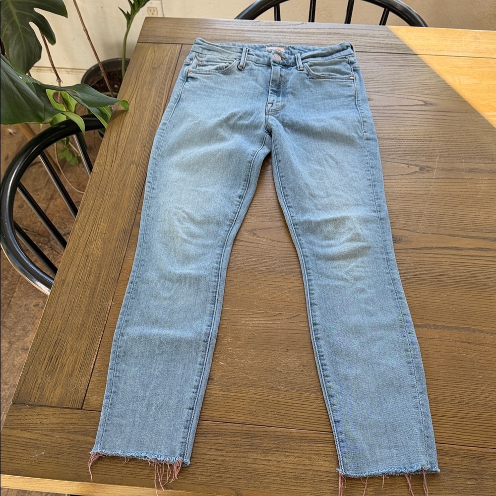 MOTHER Light Wash Ankle Crop Jeans